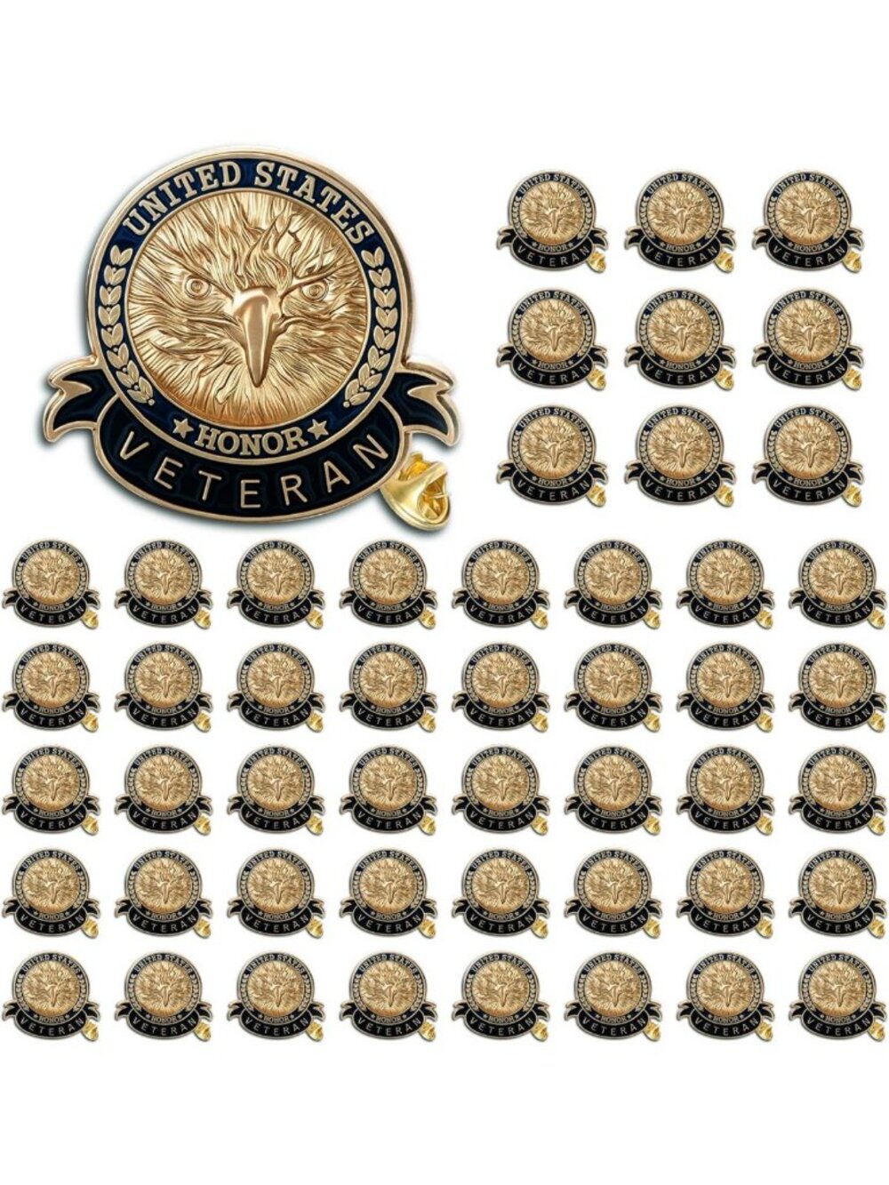 50 PCS Eagle Lapel Pins - American Flag Pins for Veterans Day & Memorial Gifts